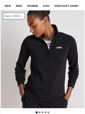Vineyard Vines Black Stand-Collar Quarter Zip Pullover